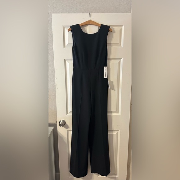 NWT Jay Godfrey Padded Shoulder Black Jumpsuit Size 4 - Picture 1 of 6
